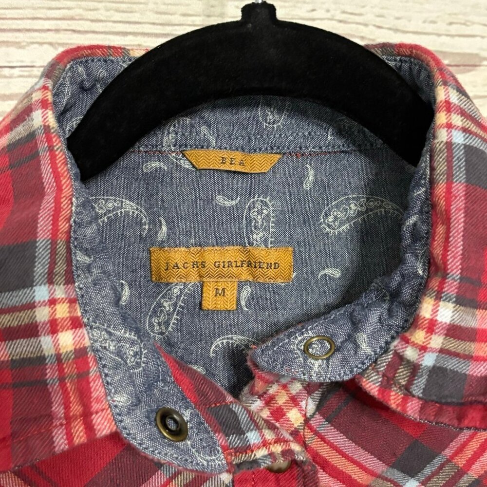 Jachs Girlfriend "Bea" Red Plain Button Up Medium - image 5